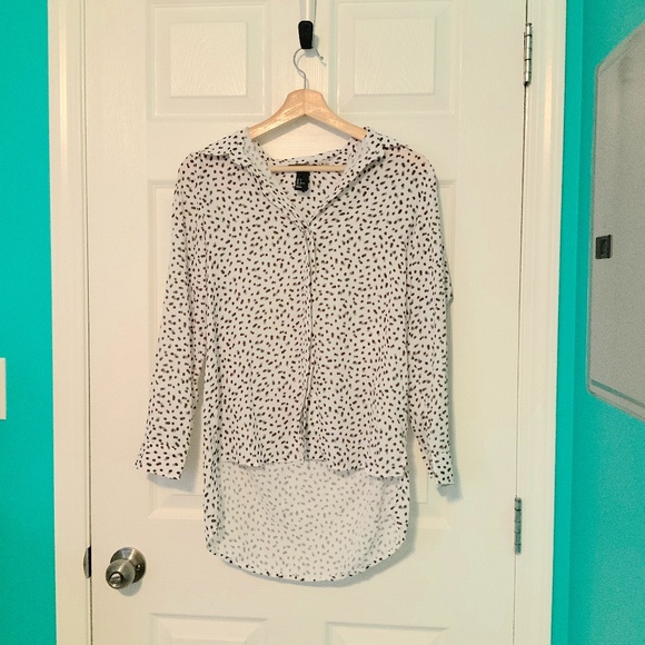 H&M High-Low Polka Dot Blouse, Size 2 - Picture 1 of 4
